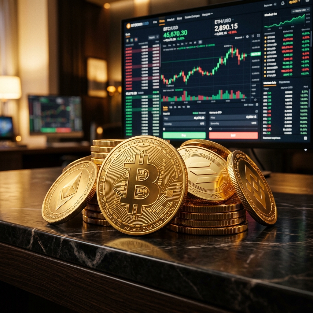 Crypto Investments - Bitcoin and cryptocurrency coins